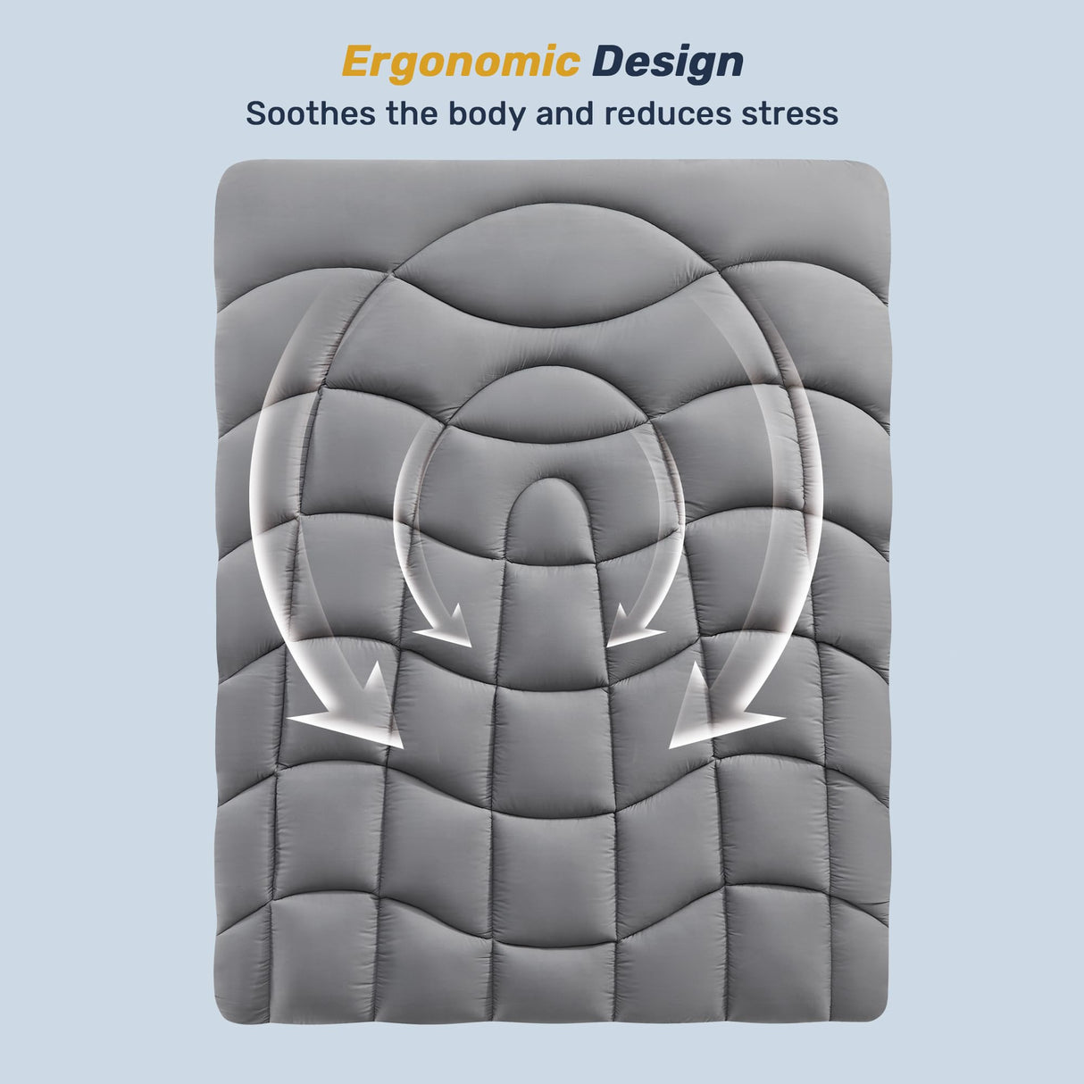 Twin Mattress Pad Waterproof - Ergonomic Quilted Fitted Twin Mattress Topper, 5-Layers Noiseless Washable Mattress Protector Cover with 8"-21" Deep Pocket (Grey, 39x75) UNIKOME