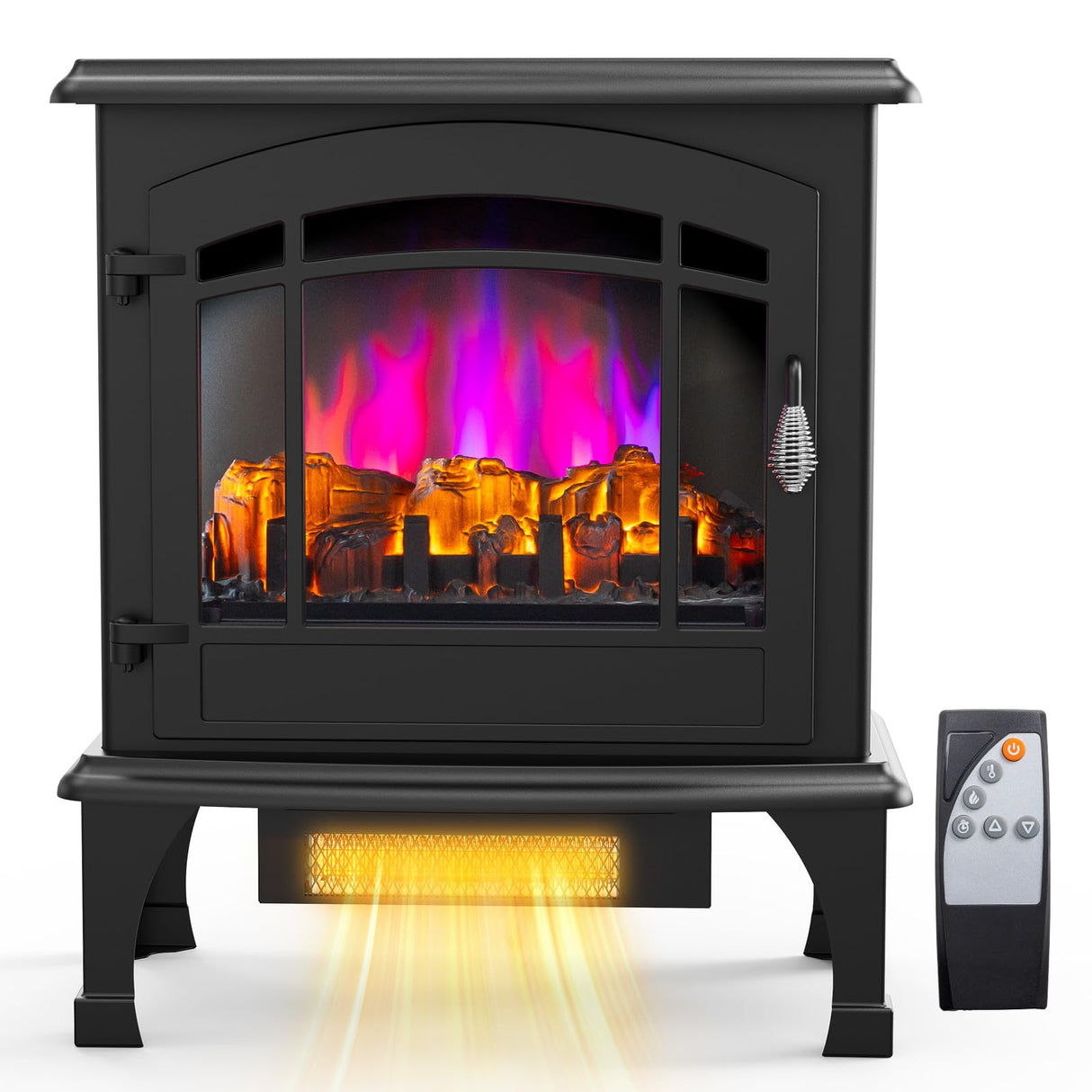 Bonnlo 23" W Electric Fireplace Stove, 1500W Portable Freestanding Fireplace Heater w/Remote, Timer, 3D Flame, Overheat & Tip-Over Protections, Suit for Bedroom, Living Room, CSA Approved Bonnlo