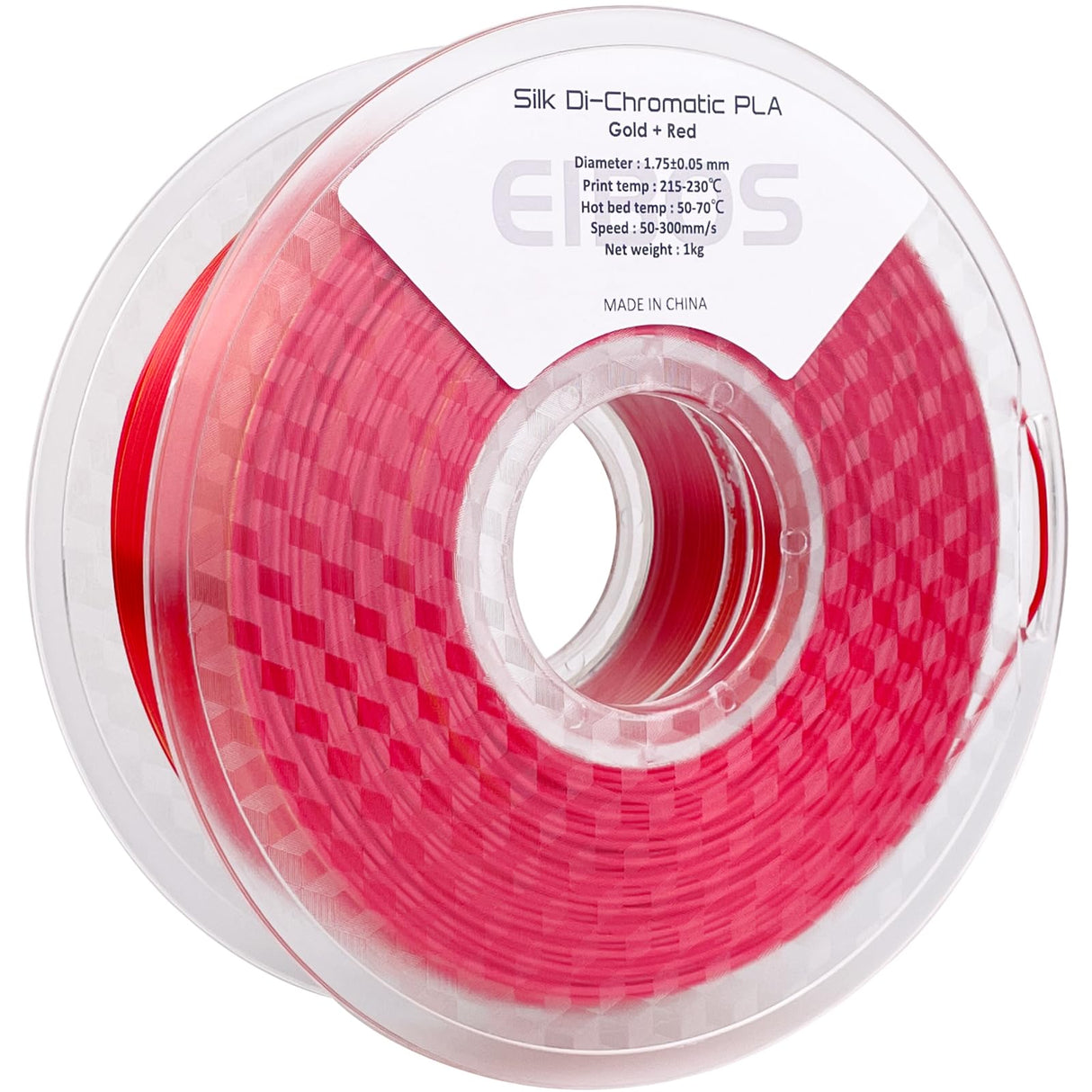 EIBOS Silk Di-Chromatic PLA 3D Printer Filament, Dual-Color Gradient Color PLA 1.75mm, Silk Shiny Color 3D Printing Filament 1kg / 2.2lbs, Gold Red EIBOS