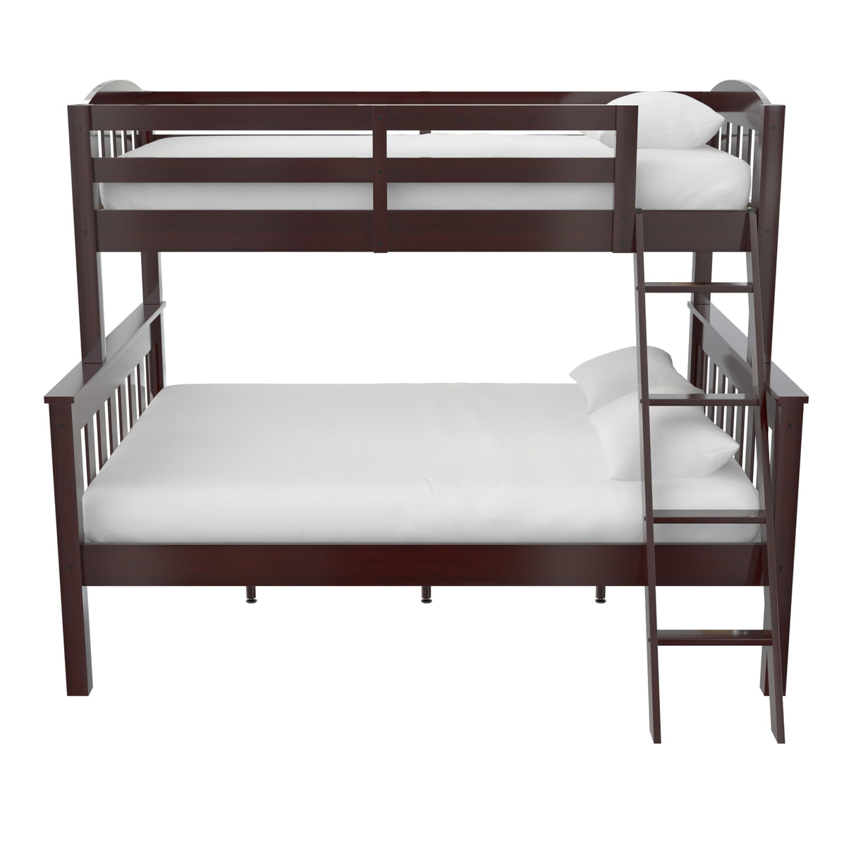 DHP Airlie Espresso Twin-Over-Full Convertible Bunk Bed with Ladder and Guardrails DHP