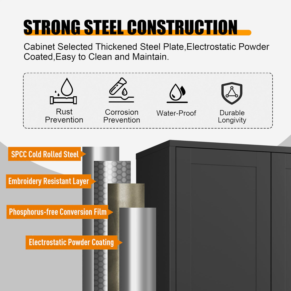 71" Tall Kitchen Storage Cabinet with Gold Handles, Metal Pantry Cabinets with 2 Doors, Food Pantry, Adjustable Shelves, Black Freestanding Pantry Cupboard for Dining Room, Kitchen -Assembly Required MetalMax