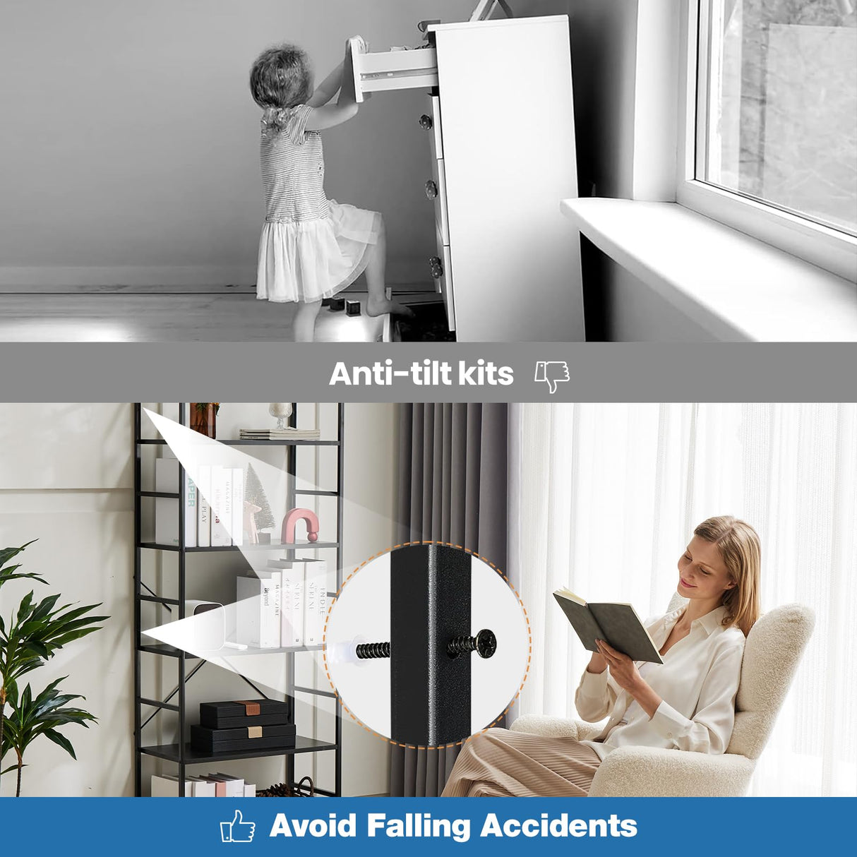 DUMOS 5 Tiers Bookshelf, Classical Book Shelf, Tall Display Shelves in Living Room/Home/Office, Storage Organizer for CDs/Books/Movies, Modern Black DUMOS