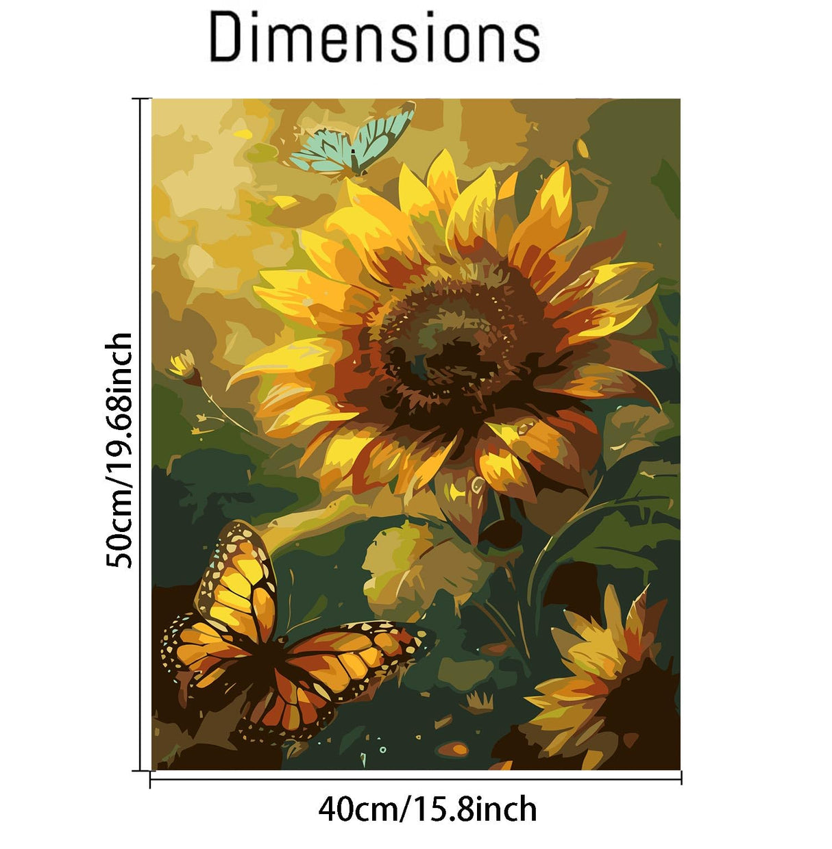 AALBLAC Paint by Numbers Kit for Adults Beginner,Sunflower Paint by Number for Adults Canvas,Acrylic Easy Butterfly Paint by Number,DIY Flowers Painting by Numbers for Gift Home Wall Decor 16x20 Inch AALBLAC