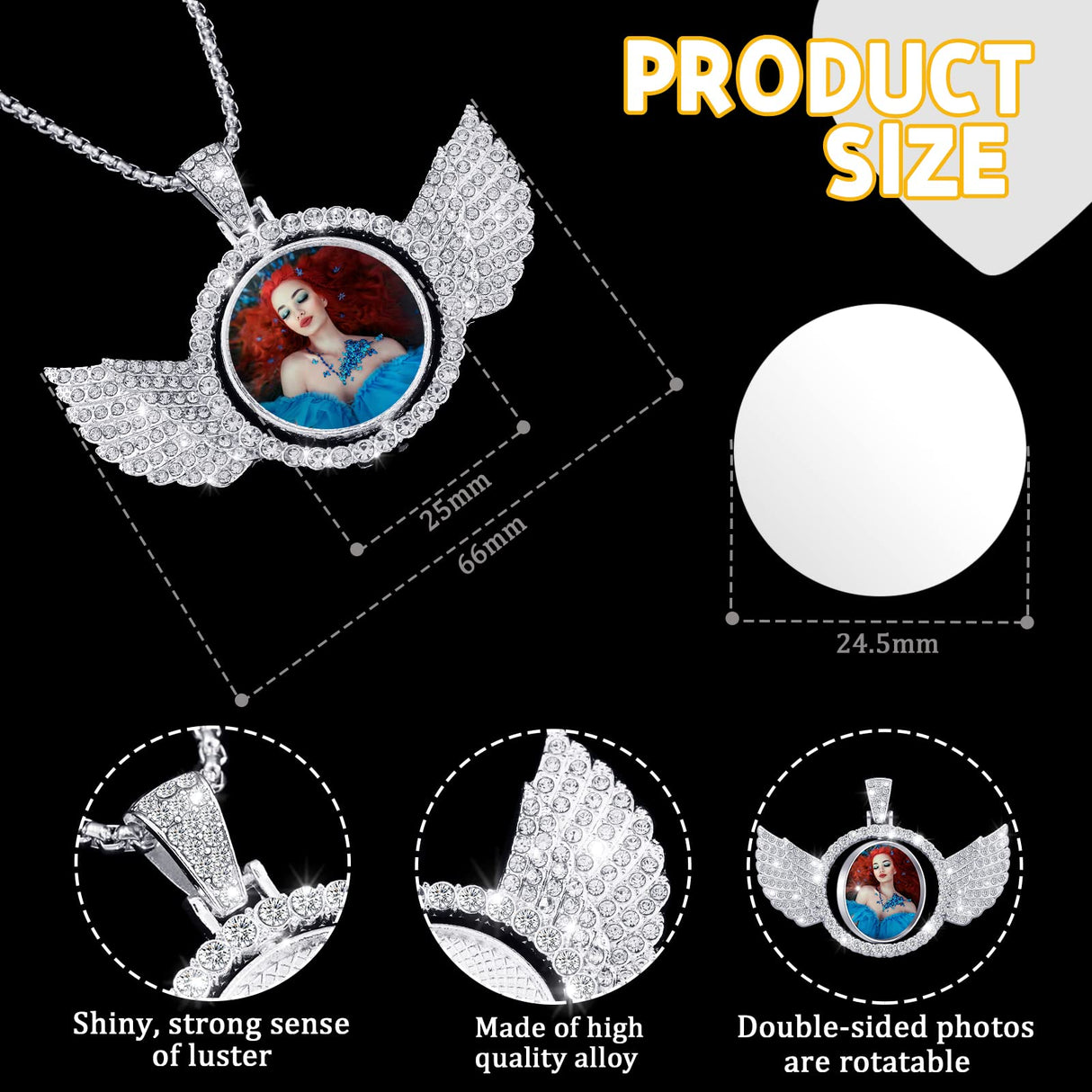 Junkin 18 Pieces Sublimation Rhinestone Wing Bezel Pendant Trays Set Including 6 Double Sided Rhinestone Trays Pendant Charms with 12 Sublimation Blank Discs for Jewelry Making (Silver) Junkin