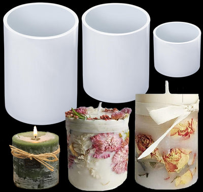 Silicone Molds for Candle Making, 4Inch and 3.5Inch and 1.5Inch Cylinder Silicone Candle Molds for Making Candle
