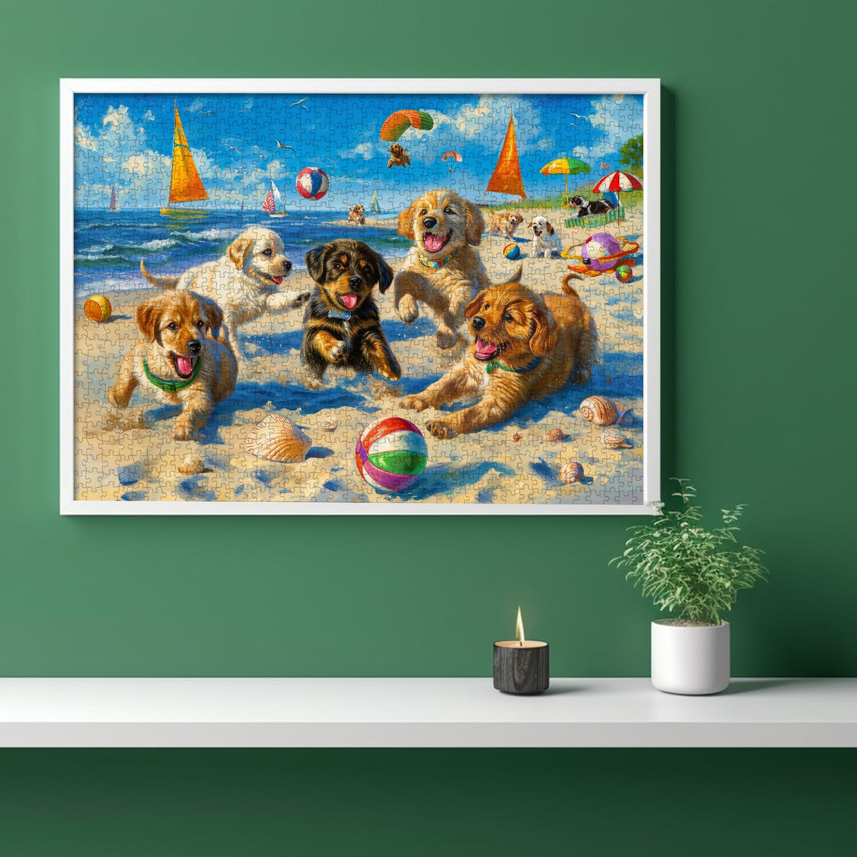 Funny Dog Puzzles for Adults 1000 Pieces and up, PICKFORU Beach Puzzle Collection Cute Dog, Puppy Animal Puzzle as Home Decor PICKFORU