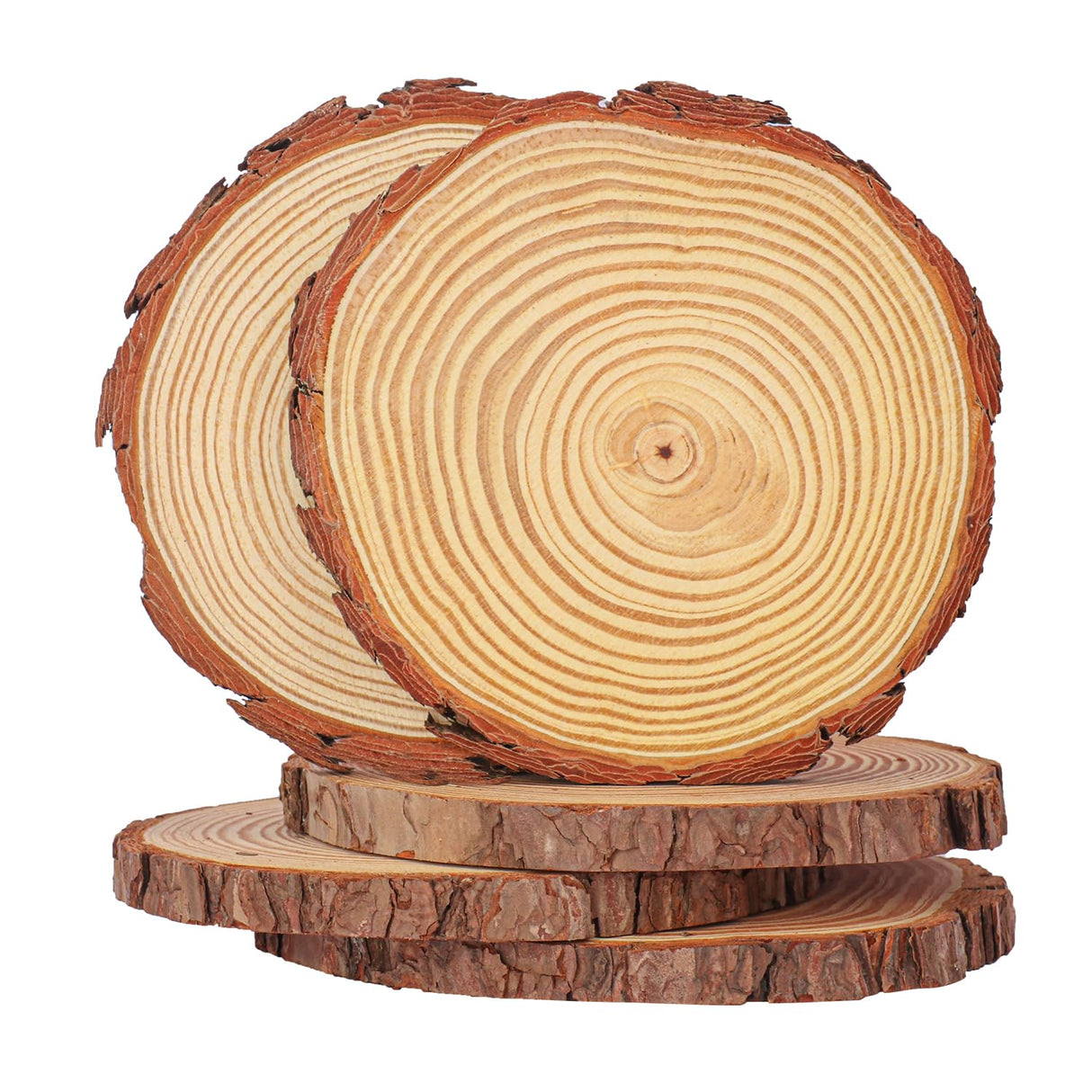 kukmakri 16 PCS Unfinished Wood Slices for Centerpieces, 6.3-7 Inch Natural Wood Slices with Tree Bark Pine and Wood Rounds Discs for DIY Crafts, Centerpieces, Art & Decor kukmakri