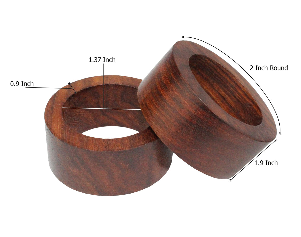 COTTON CRAFT Wood Napkin Rings - Set of 12 - Handmade Dining Table Napkin Holder - Classic Everyday Harvest Autumn Fall Thanksgiving Holiday Christmas Festive Party Gift Farmhouse Décor -Dark Natural COTTON CRAFT