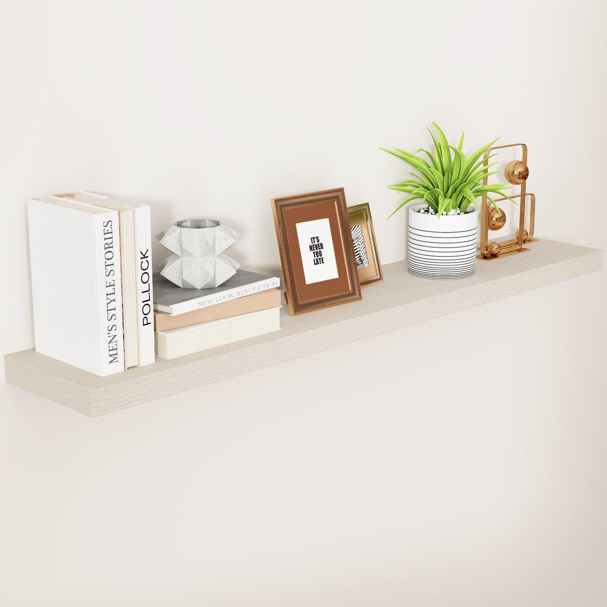 55 Inch Brich Floating Shelves, 9.3 Inch Deep Wall Mounted Floating Shelf, 55 x 9.3 Large Storage Wall Shelf for Living Room, Floating TV Stand, Farmhouse Rustic 55" Long Fireplace Mantel Fun Memories