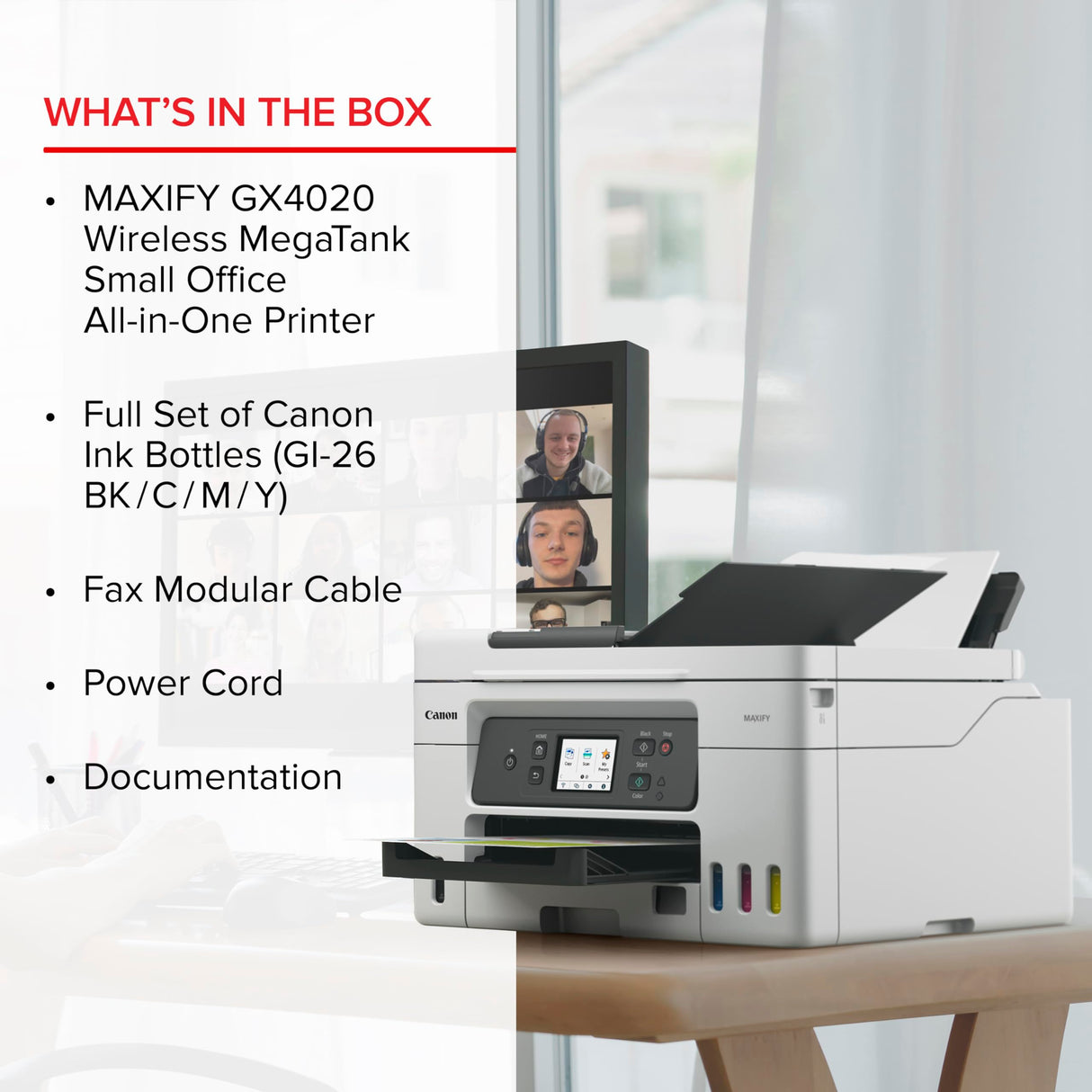 Canon Megatank GX4020 All-in-One Wireless Supertank Printer with Print, Copy, Scan and Fax | Auto Document Feeder | Mobile Printing | 2.7" LCD Touch Screen Canon