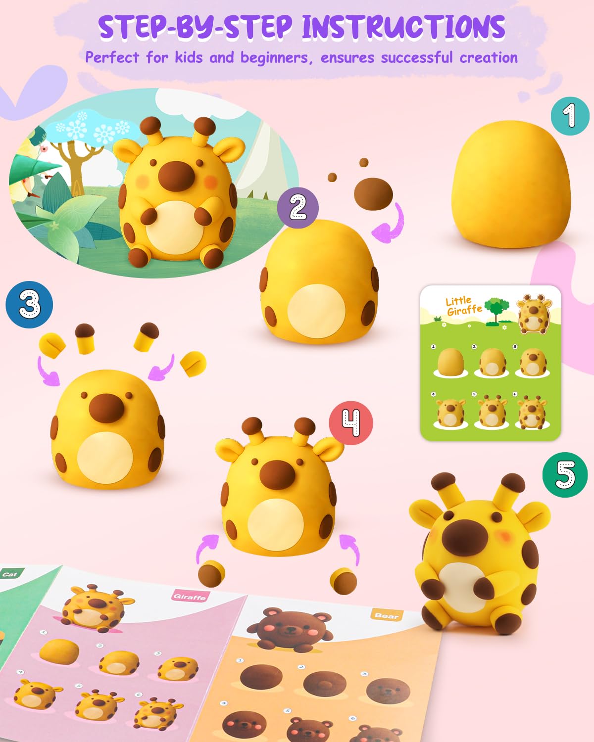 Air Dry Clay Kit 12 Animals, Modeling Clay 12 Boxes for Kids with Sculpting Tools and Tutorials, Model Magic Soft & Odorless, DIY Art Crafts Gifts for Party Favors Classroom Travel Roewioka