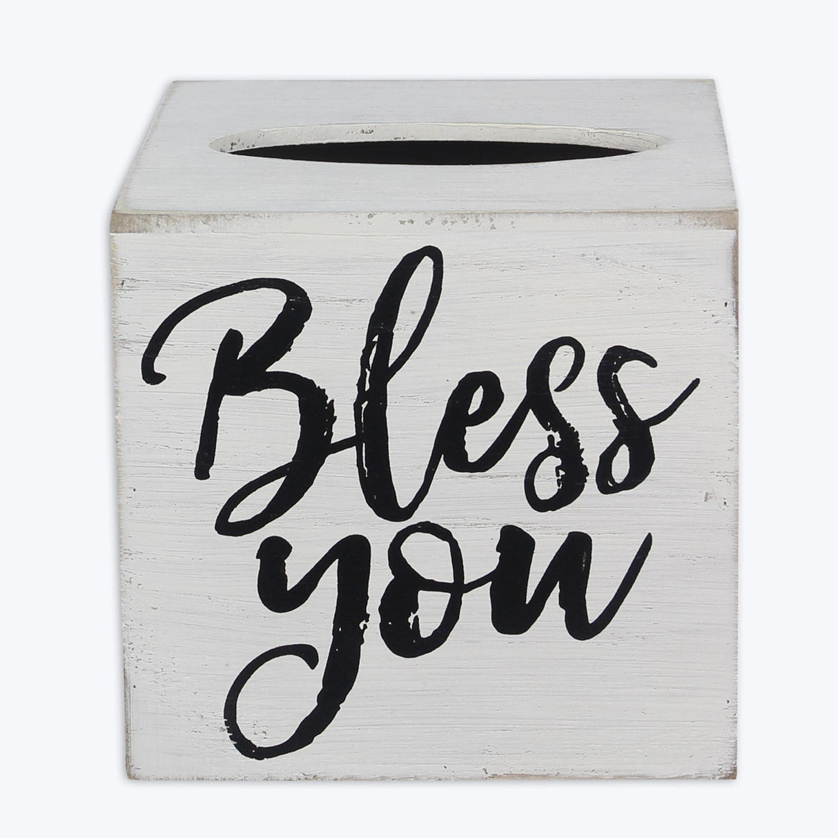 Young's Inc. Wood Bless You Tissue Box Cover - Tissue Holder for Farmhouse Bathroom Decor - Charming Rustic Bathroom Decor - 6" L x 6" W x 6" H Young's Inc