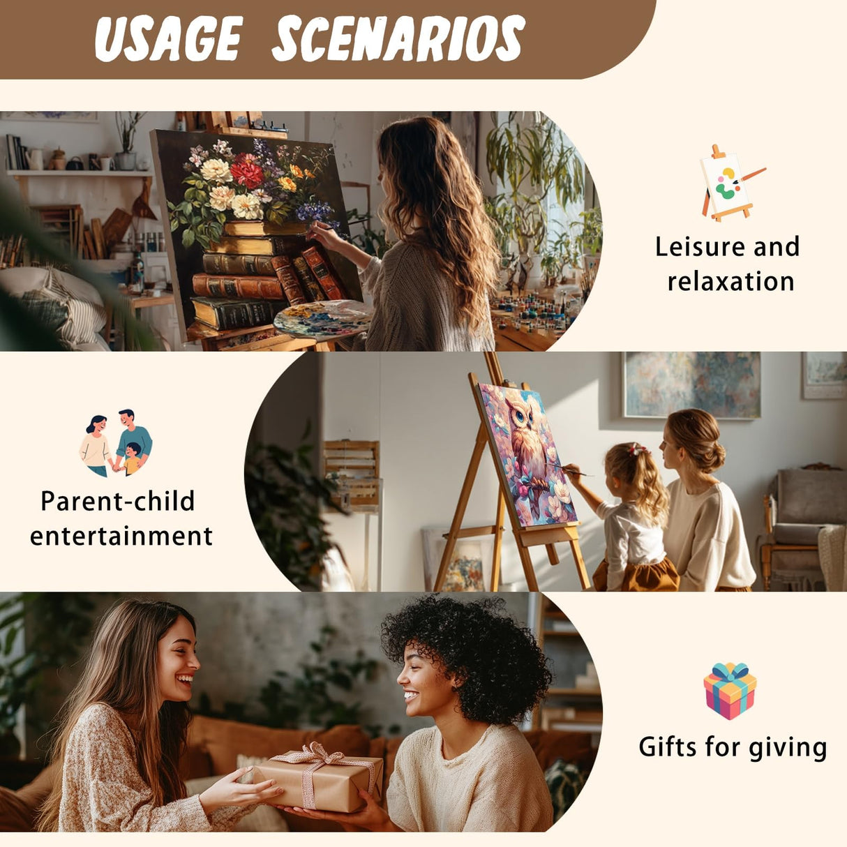 XTCIXAL 4 Pack Paint by Numbers Kit for Adults with Framed and Easel, Beach Paint by Number Kits, Sea Turtle Acrylic Oil Painting with Brushes for Home Wall Decor (8x12 Inch) XTCIXAL