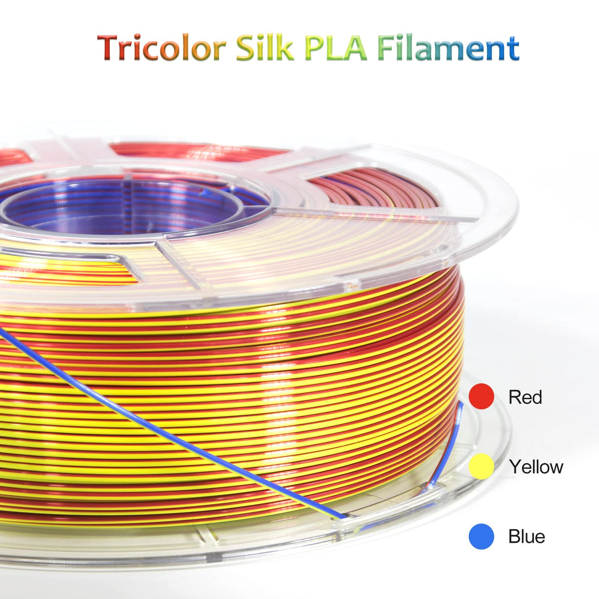 iSANMATE PLA Filament 1.75mm, 3D Printer Filament Silk Red Yellow Blue Color Changing PLA, Silk PLA Tri Colors Filament, 3D Printing Filament +/-0.03mm, 1KG Spool iSANMATE