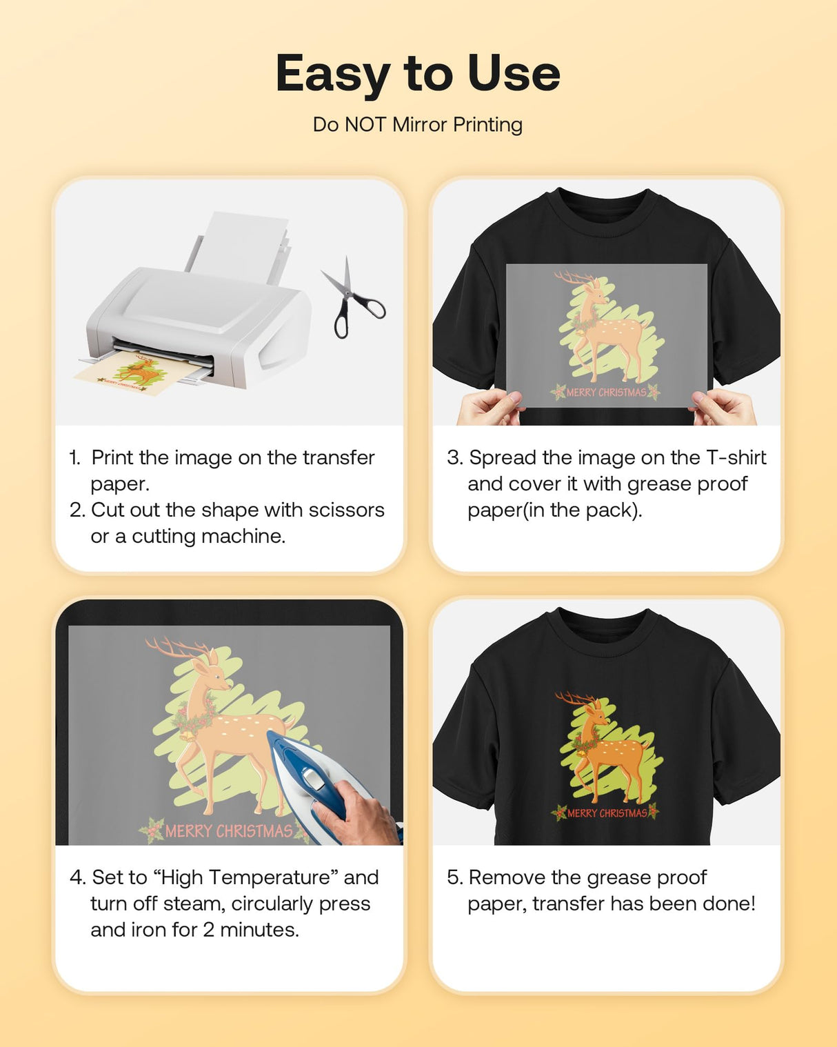 Hiipoo Heat Transfer Paper for T Shirts 25 Sheets, 8.5"x11" Printable Heat Transfer Vinyl for Inkjet Printer Iron on Transfers for Dark Fabric Hiipoo