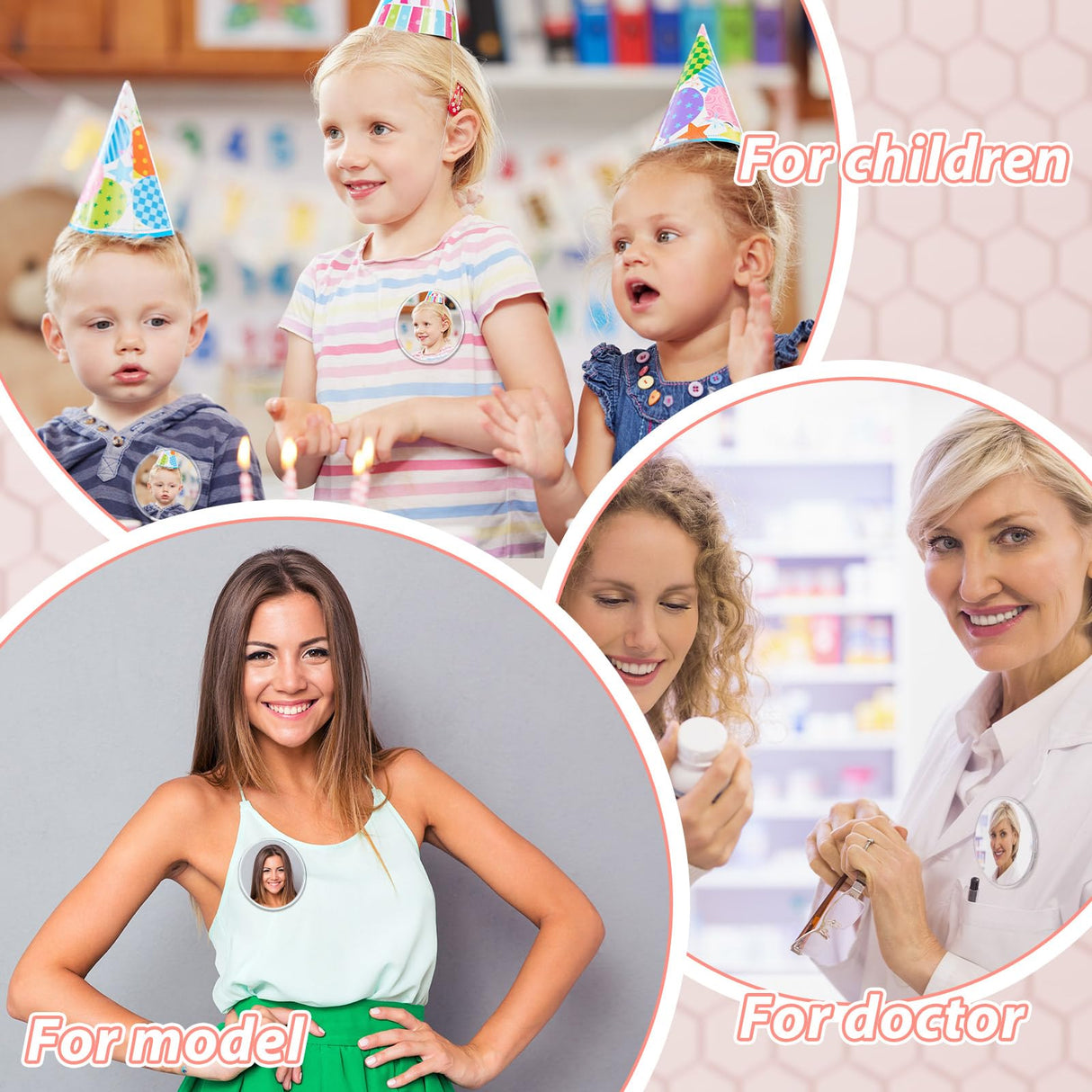 Daifunli 24 Pcs Sublimation Buttons Blanks with Pins 3 Inch Sublimation Buttons Pins Clear Acrylic Heat Transfer Blank Buttons Make Your Own Button Pin Badge for DIY Valentine's Day Craft Gifts Daifunli