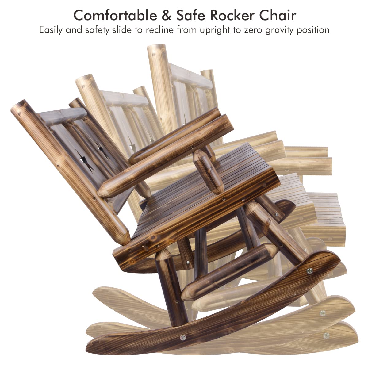 XCSOURCE Rustic Wooden Double Rocking Bench for Outdoor Patios – Comfortable Rocker Chair for Two XCSOURCE