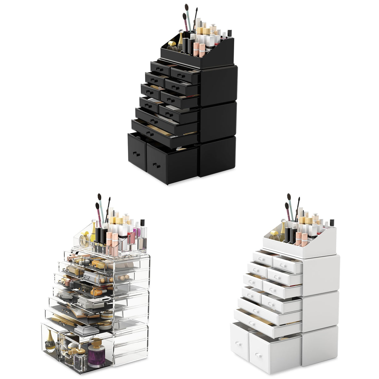 READAEER Makeup Cosmetic Organizer Storage Drawers Display Boxes Case with 12 Drawers (White) READAEER