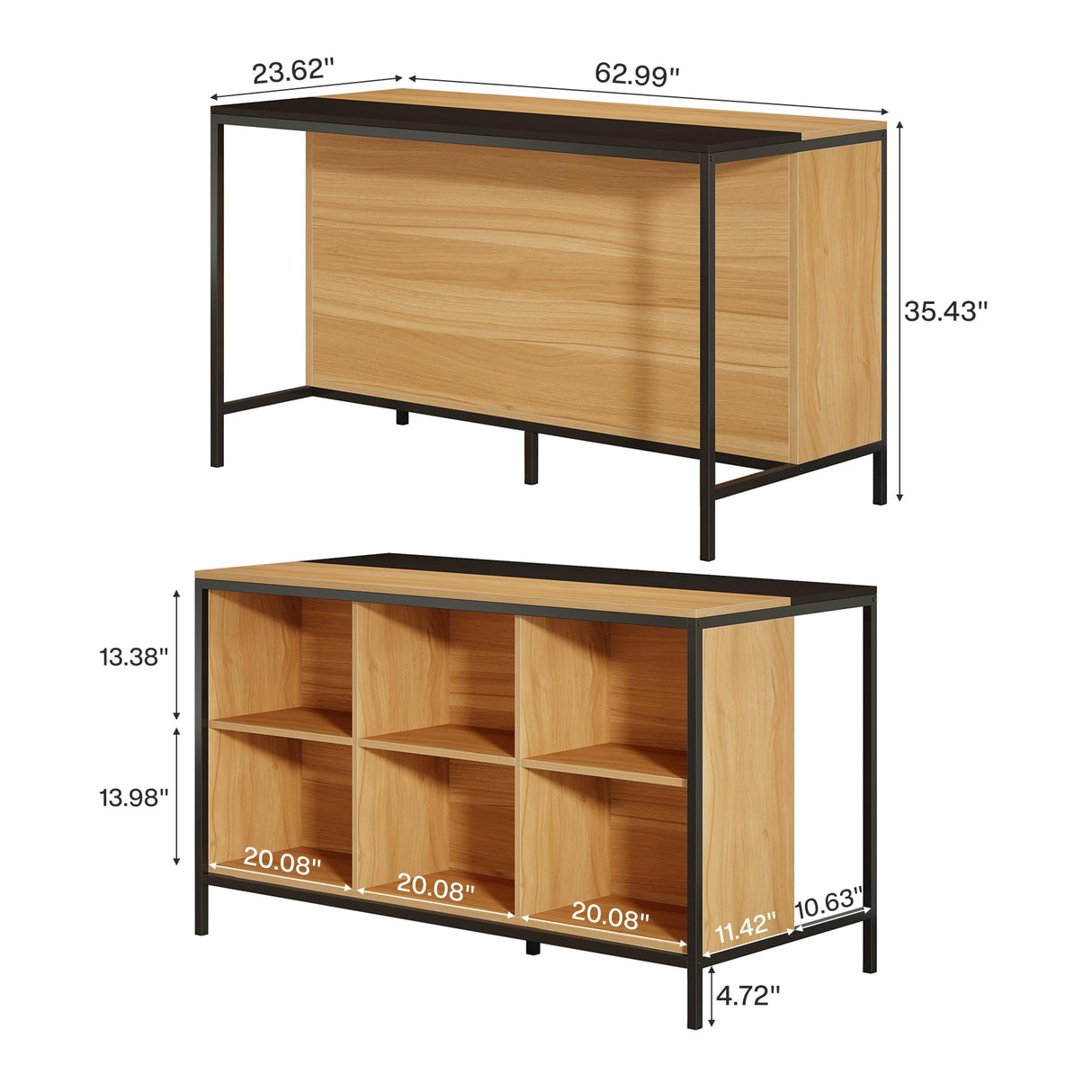 Tribesigns 62" Kitchen Island with Seating and 6 Cube Storage, Breakfast Counter, Modern Large Home Bar Table for Dining Room Kitchen Tribesigns