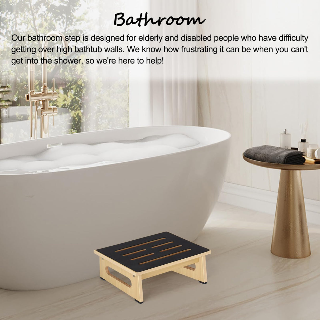 Wooden Step Stool for Kids with Non-Slip Rubber Feet Step, Heavy Duty Platform Stepping Stools for children with 450 LBS Capacity for Bedroom Kitchen Bathroom, Bed Steps for High Beds, Bedside Support Natree