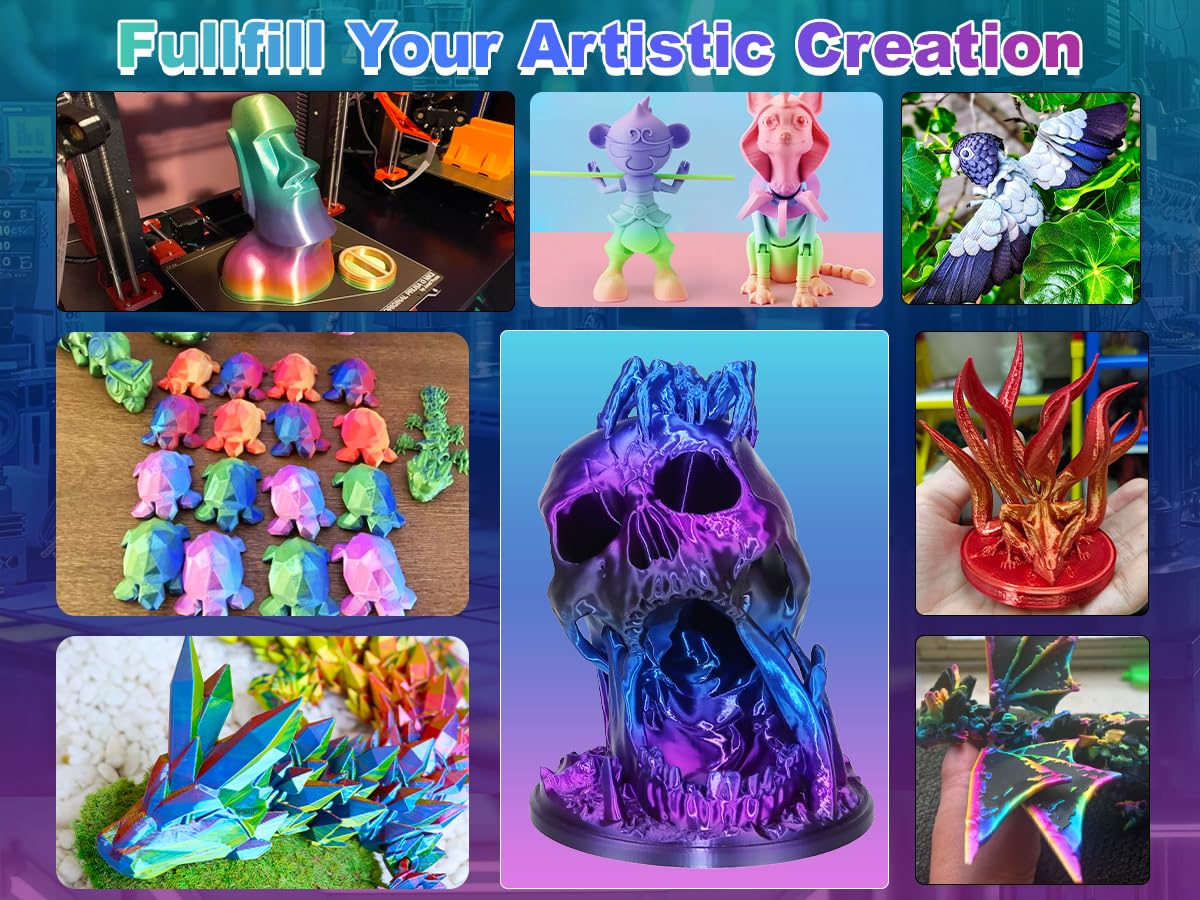 LOVOON pla Filament 1.75mm Color Shift, 3D Printers Filament New Black/Blue/Purple Gradient, Color Changing by Length pla,Halloween,3D Printer and 3D Pen Compatible,1KG(2.2lbs)/Spool LOVOON