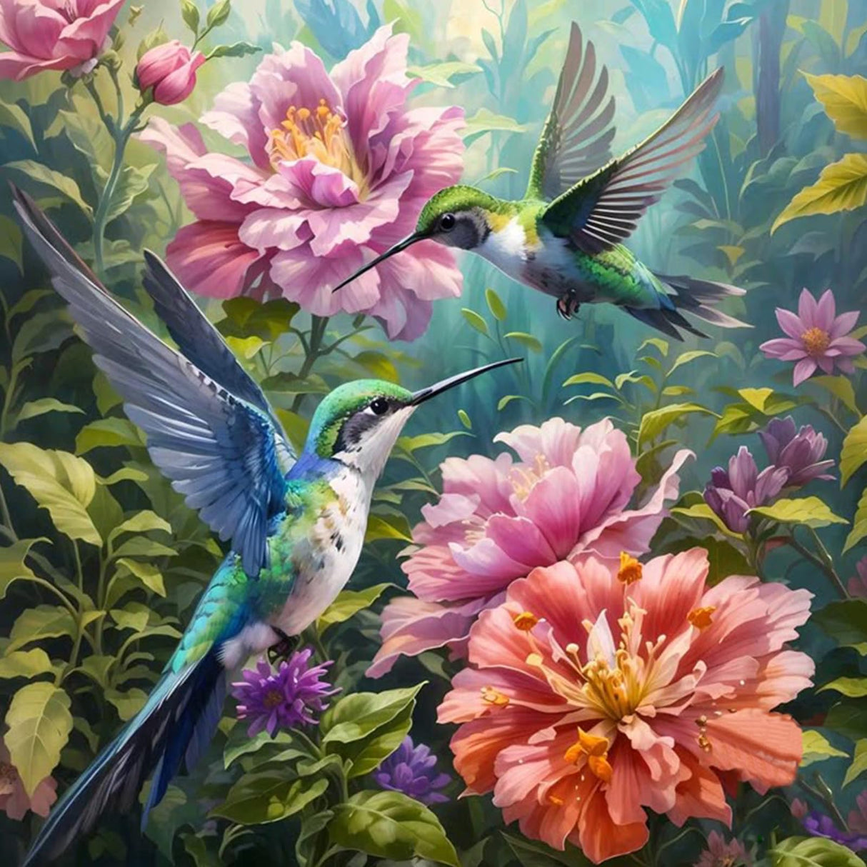 Paint by Numbers Kit for Adults Beginner Hummingbird, Flower Adult Paint by Number Kits on Canvas, Bird DIY Acrylic Oil Painting by Numbers for Adults, Perfect for Home Wall Decor 16X16 Inch Okarina