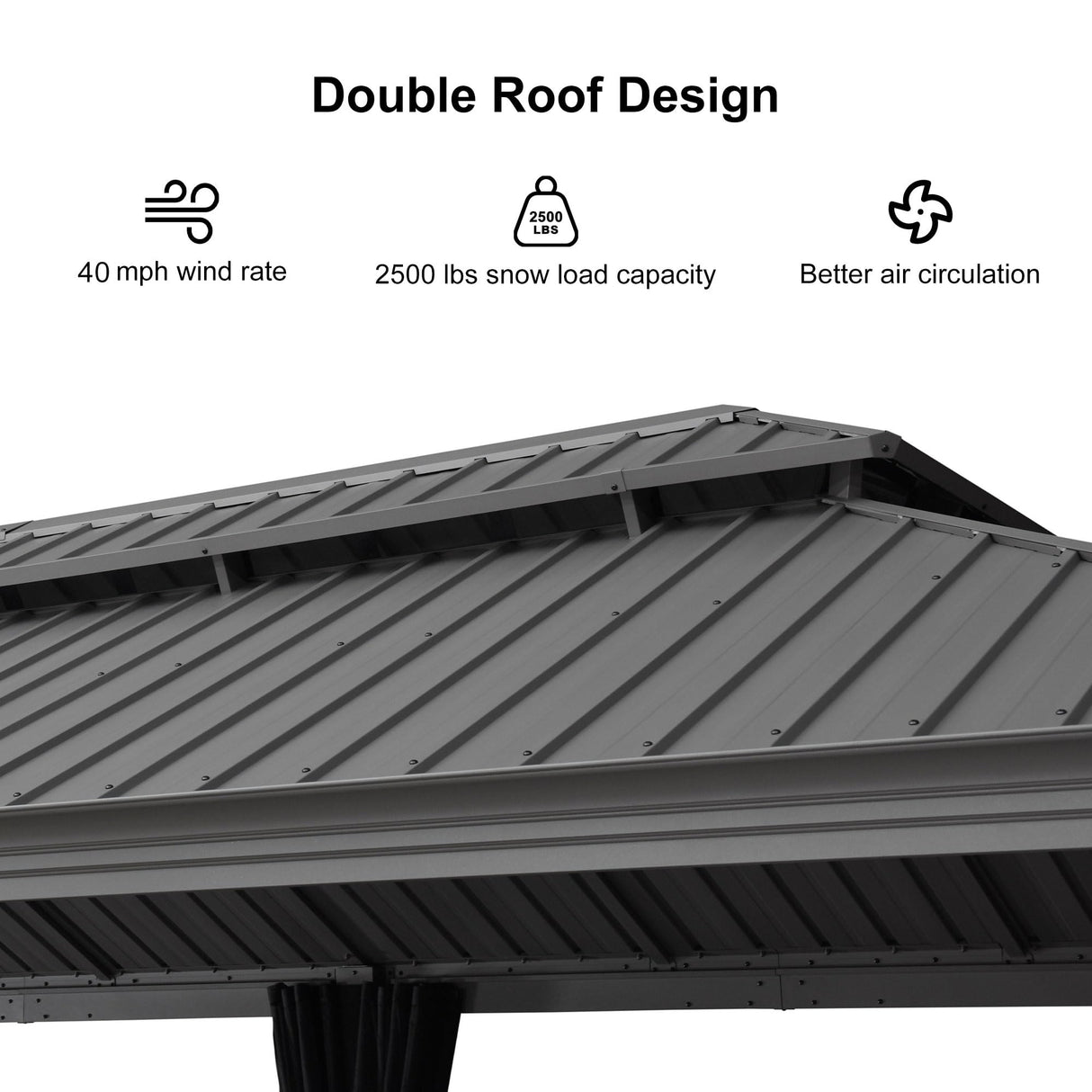 PURPLE LEAF 12' x 24' Patio Hardtop Gazebo with Light Metal Roof Heavy Duty Wind Resistance Outdoor Permanent Large Pavilion Gazebo for Patio Deck and Garden, Netting and Curtains Included, Light Grey PURPLE LEAF