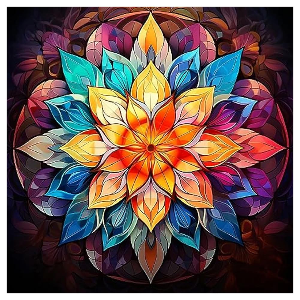 DPDAKIT Diamond Art Kits for Adults, Mandala Diamond Painting Kits for Beginner, 5D DIY Round Full Gem Art Crafts for Home Wall Decor Gift, 12x12inch DPDAKIT