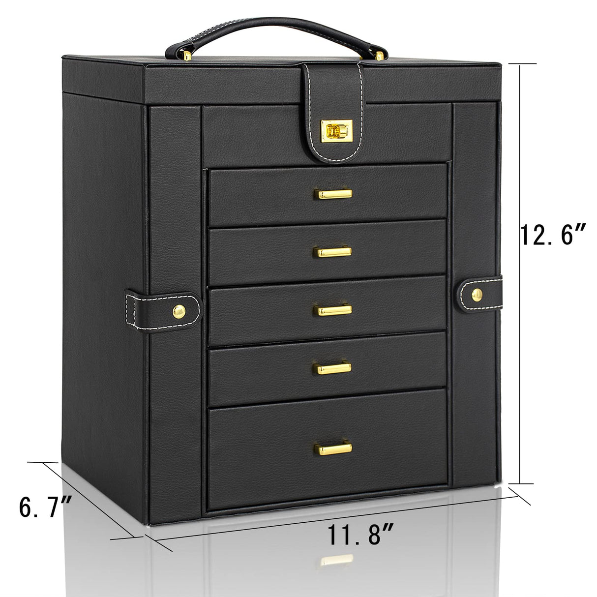 AKOZLIN Huge Jewelry Box Organizer Functional Lockable, Large Leather Jewelry Storage Case for Women Girls Ring Necklace Earring Bracelet Holder Organizer with Mirror AKOZLIN