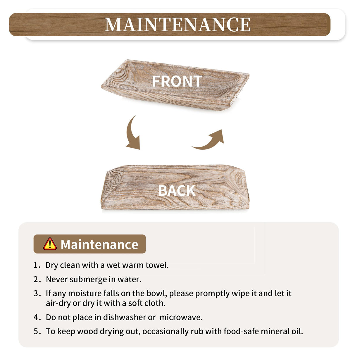 Hanobe Decorative Wood Dough Bowl: Long Wooden Centerpiece Table Decorations Natural Candle Holder Tray Decor Rustic Unfinished Trough Centerpieces for Dining Room Kitchen, White Hanobe