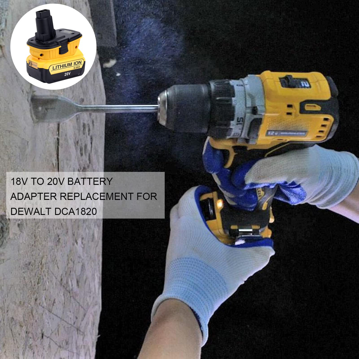 Kotoate 2Pack DCA1820 Battery Adapter Compatible with Dewalt 18V Tools, Compatible with Dewalt 18V to 20V Adapter, Compatible with Dewalt 20V Lithium Battery DCB201 DCB206 to 18V Battery DC9096 Kotoate