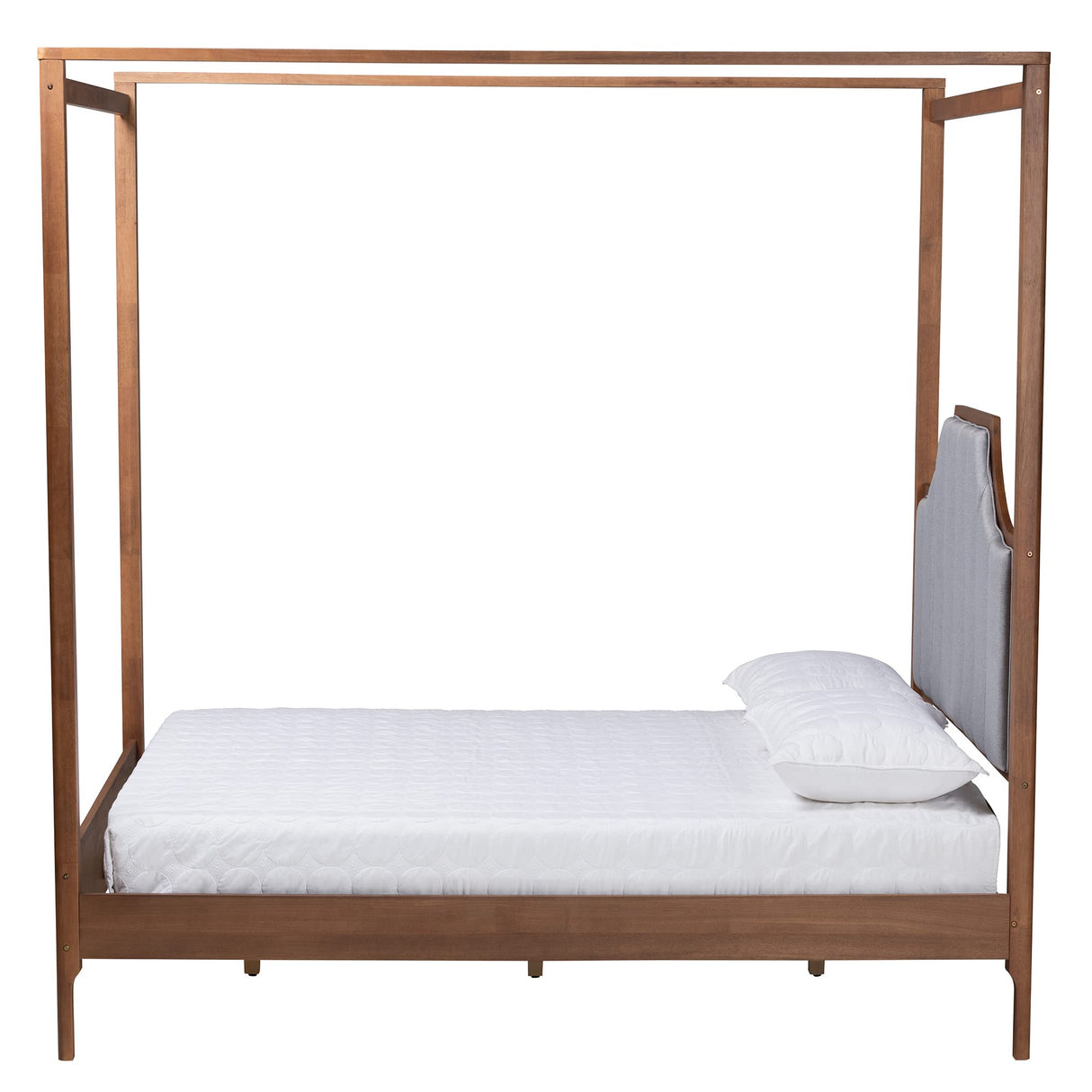 Baxton Studio Dakota Platform Canopy Bed, Queen, Light Grey/Ash Walnut Baxton Studio