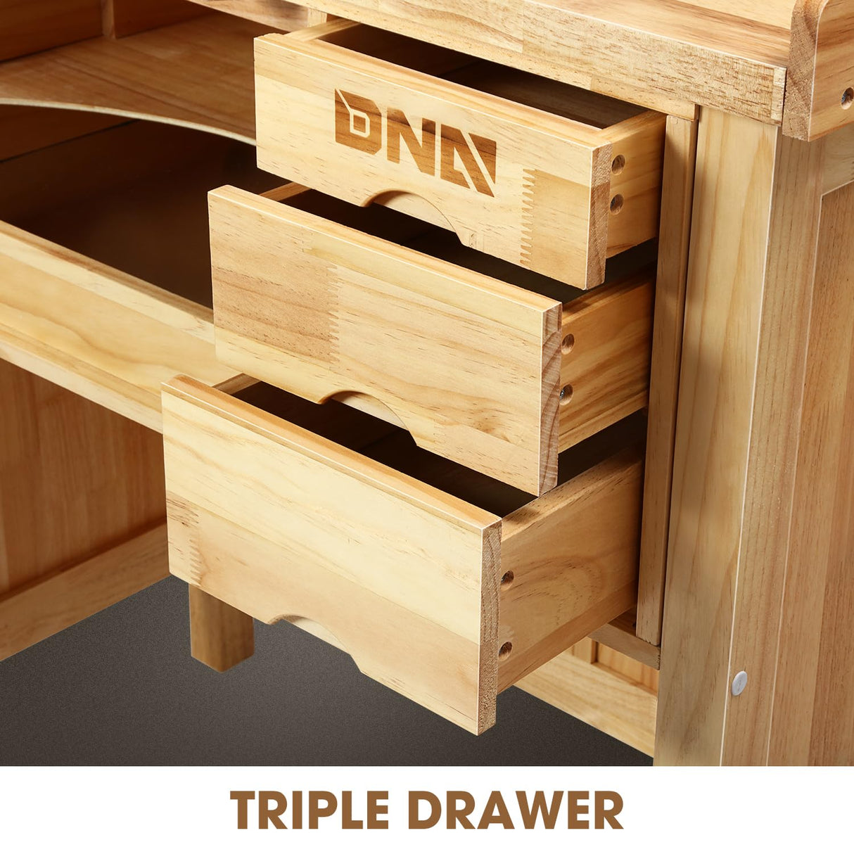 DNA MOTORING Heavy Duty Wood Workbench, Wooden Workbench with 5 Drawers for Workshop, Garage, W/Adjustable Handle, TOOLS-00524 DNA MOTORING