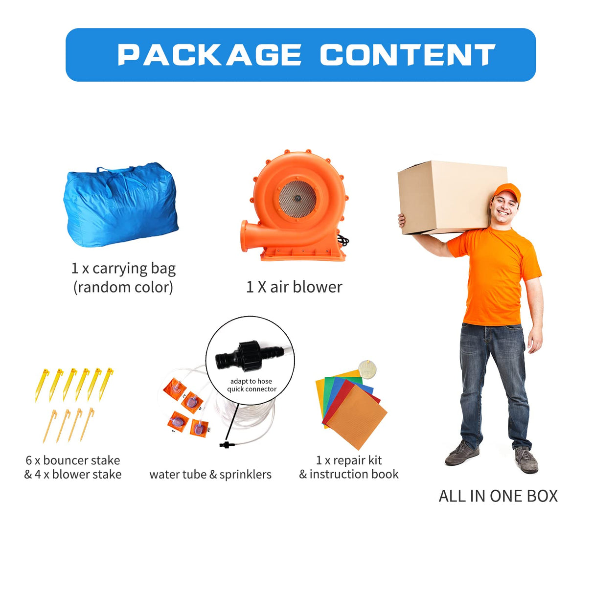 Baralir Inflatable Bounce House with Water Slide – Backyard Inflatable Water Park with 4 Sprinklers, 2 Splash Pools, Fits 5 Kids, Perfect for Summer Fun & Cooling Down Baralir