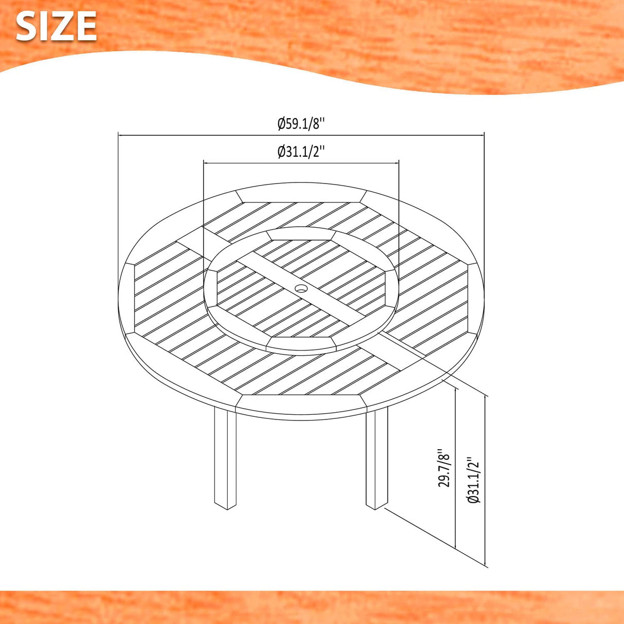 Amazonia Arezzo 7-Piece Outdoor Round Lazy Susan Dining Table Set | Teak Finish | Ideal for Patio and Indoors Amazonia