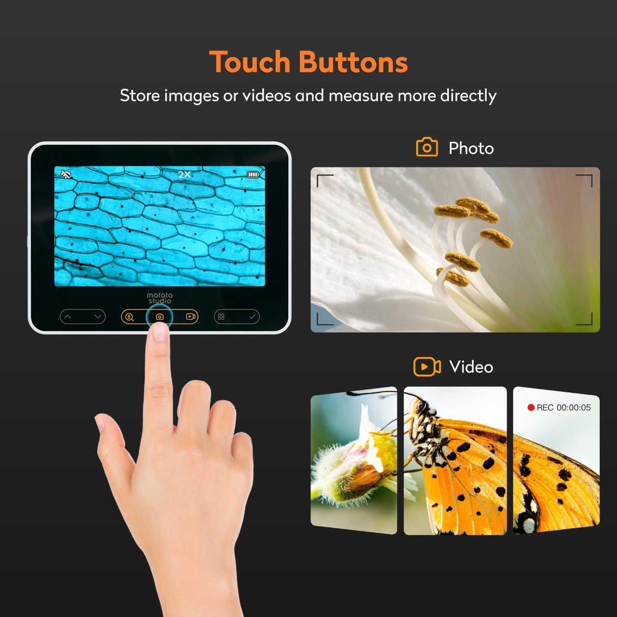 MX2-AS Microscope for Kids, 2-in-1 Handheld Miniscope, 1600X Digital Microscope with 4.3-inch 1080P Screen, Educational Kids Microscopes Kit for Boys Girls MatataStudio