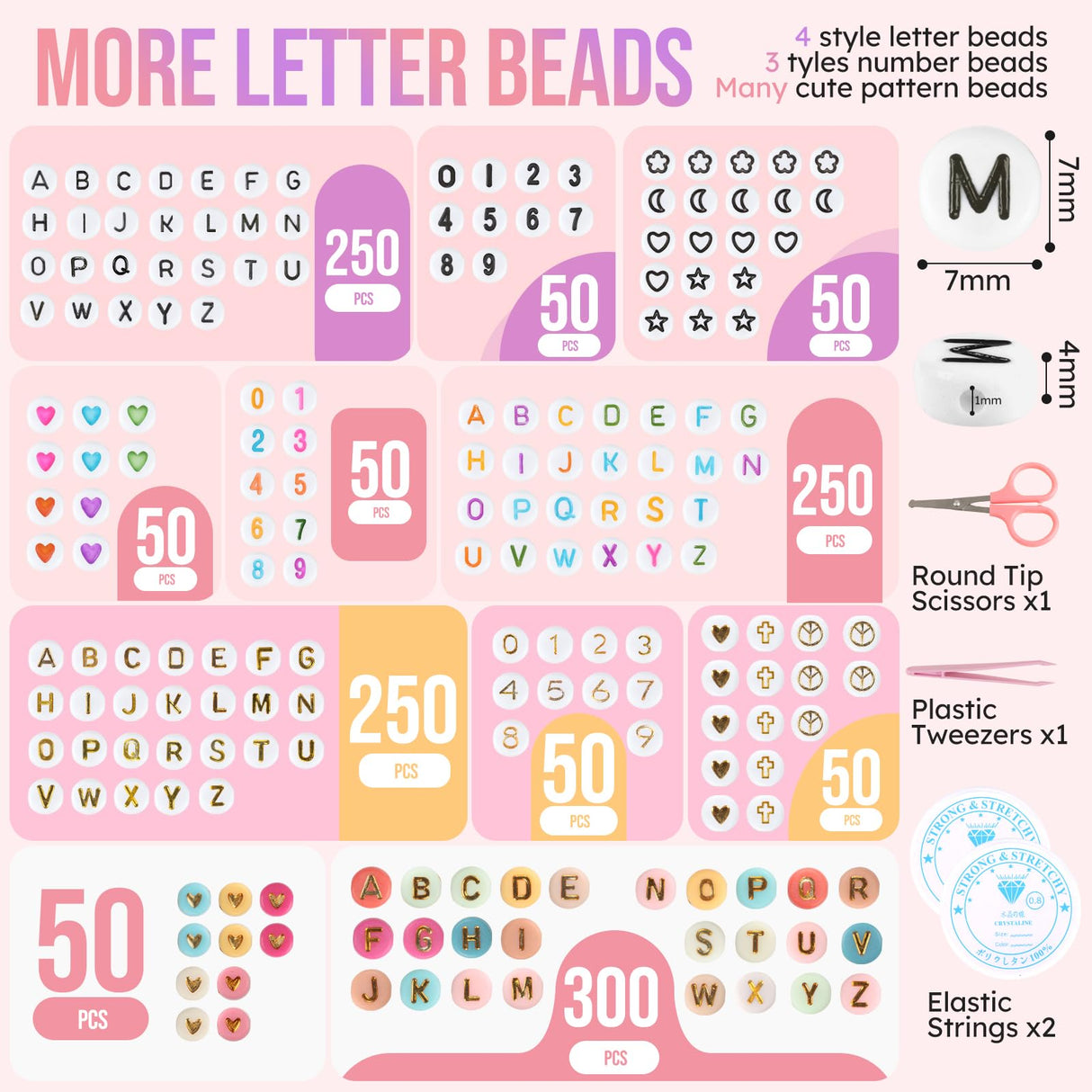 Pizooro Friendship Bracelet Kit, 28 Colors 5040 Pcs Clay Beads 1200 Pcs Letter Beads for Bracelets Making,4 Styles Round Alphabet Beads,Number Beads,Heart Beads & Pattern Beads,Jewelry Craft Kits Gift Pizooro