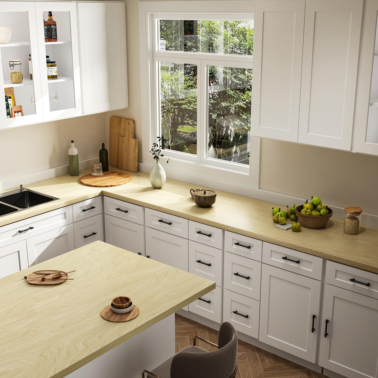 ROOMTEC Butcher Block CounterTop, Birch Solid Wood Countertop for DIY, Kitchen Countertop, Washer Dryer Counter Top, 36"L x 25"W x 1.5" Thick ROOMTEC