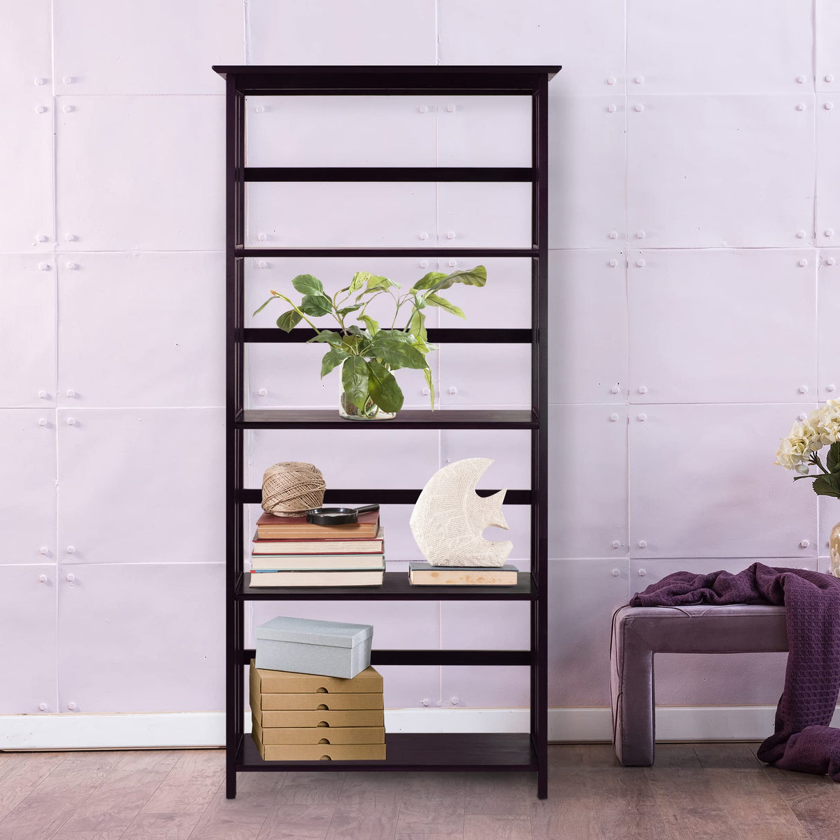Casual Home Mission Style 5-Shelf Bookcase, Espresso Casual Home