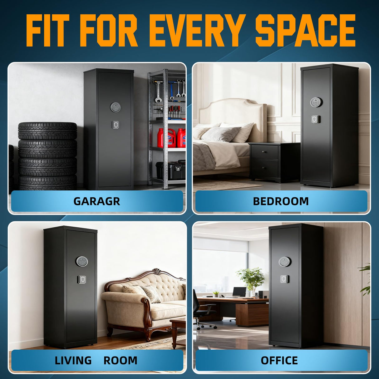 8-10 Long Gun Safe for Rifles and Pistols with Digtal Keypad, Quick Access Rifle Safe with Dual Alarm and Mute Mode, Gun Cabinets for Rifles and Shotguns with 2 Removable Shleves, Easy Assemble Yiosotne