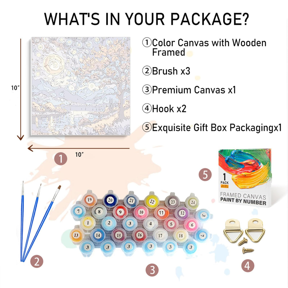 Amphol Paint by Number Kit for Adults Framed Canvas, Moon Landscape Adult Paint by Number Kits, Easy Acrylic Painting by Number with Exquisite Box - 10 x 10 Inch Amphol