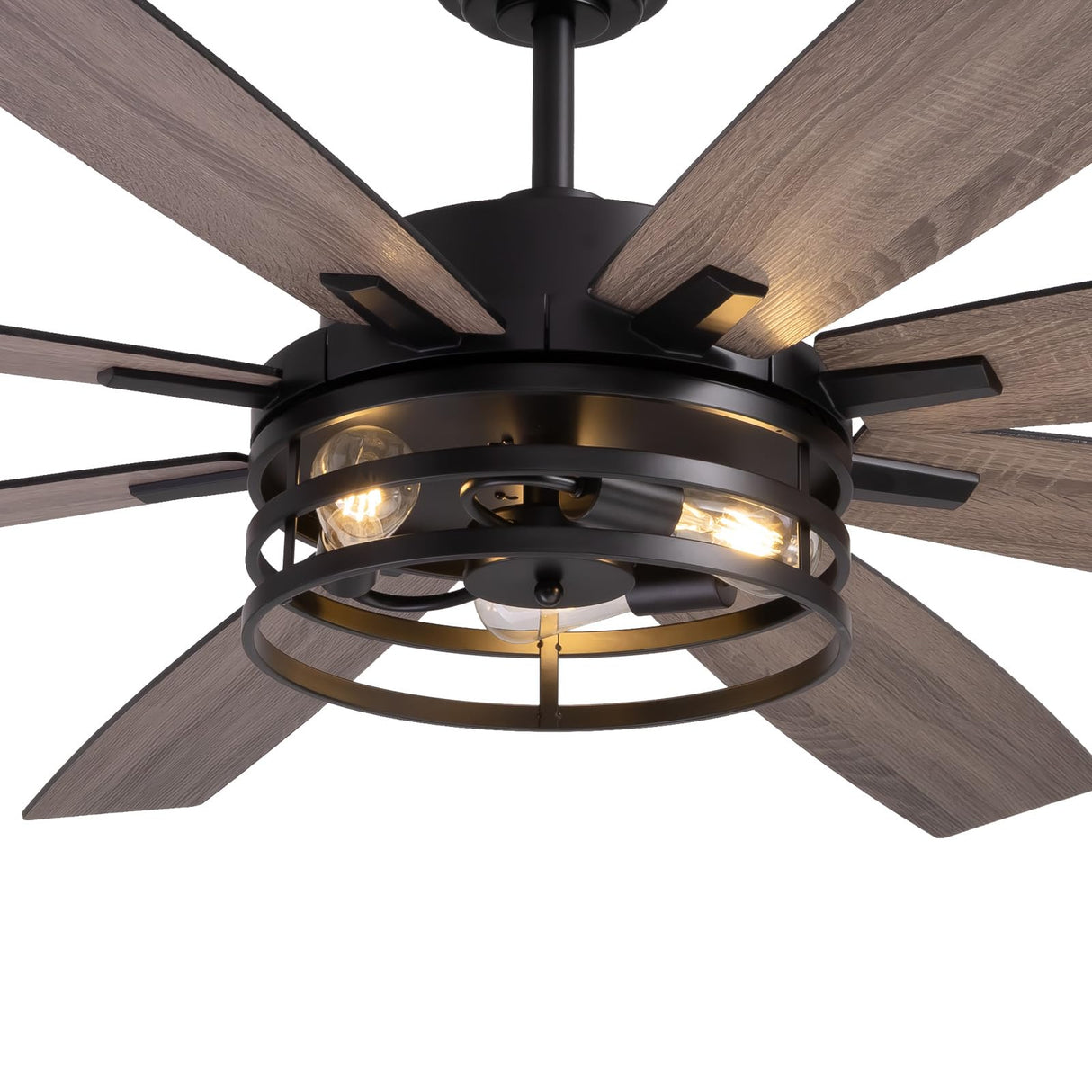 LuminFan 72 inch Large Ceiling Fans with Lights and Remote, Black Modern Ceiling Fan for Living Room, Patios, 6 Speed Reversible Quiet DC Motor, 8 Blades, Easy to Install LuminFan