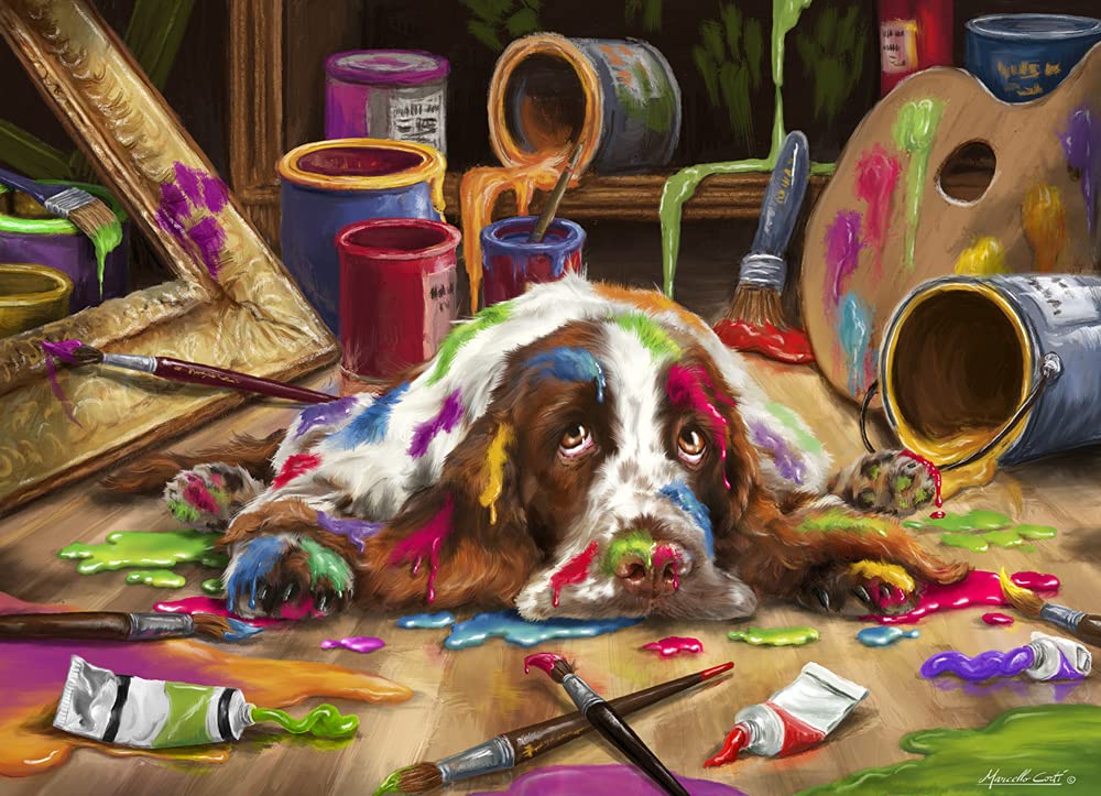 Vermont Christmas Company Puppy Picasso Jigsaw Puzzle 1000 Piece Vermont Christmas Company