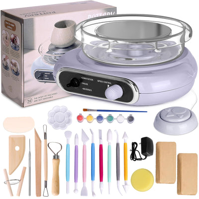 cenoz Mini Pottery Wheel Kit - 4.7" Pottery Wheel for Beginners, with Pottery Tools and Art Supplies, Detachable Turntable, Crafts for Home DIY, Ceramic Work & Art Creation(Purple)