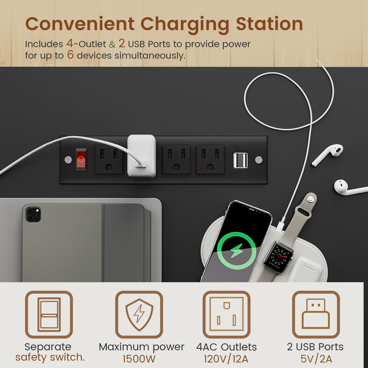 Itaar Farmhouse 55" Executive Desk, Computer Desk with Storage Drawers and Power Outlet, Home Office Desk, Workstation for Office Home, White Itaar