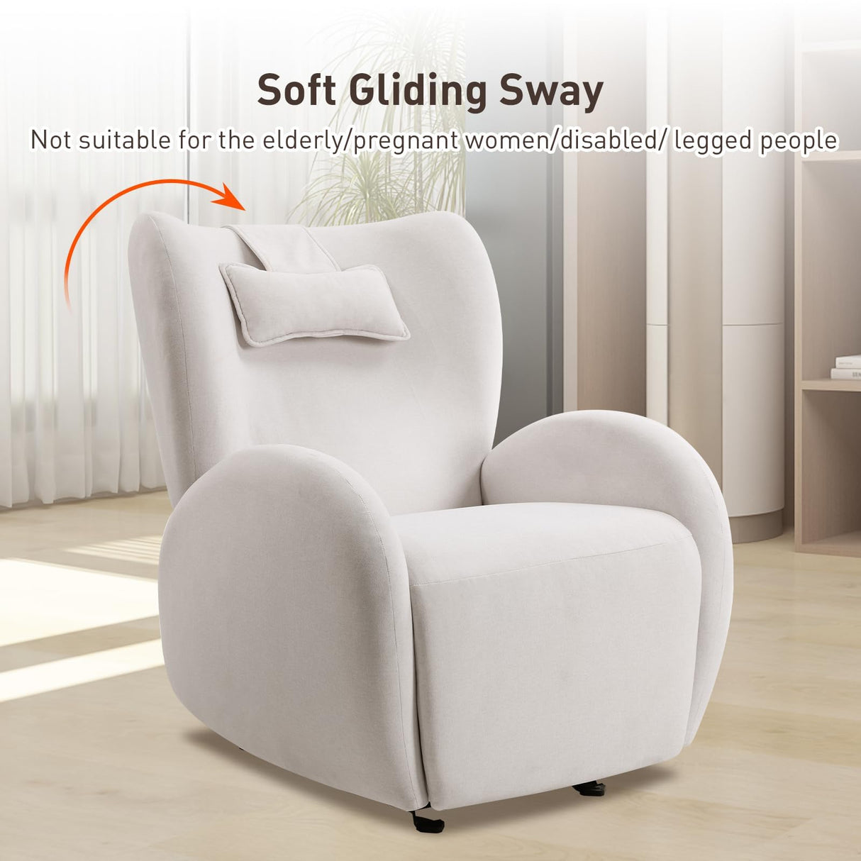 EONIX Stylish Power Glider Rocker Recliner Chair, Dual Motor Independently Controlled Footrest and Backrest, Detachable Headrest, Lazy Boy Recliner Chair for Living Room, SXXY010041, Cream White EONIX