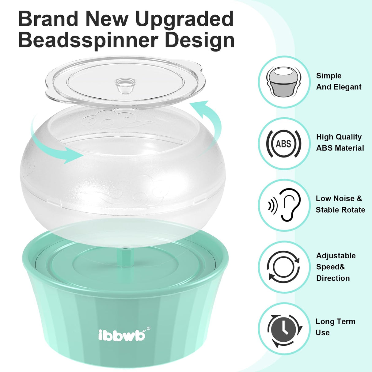 IBBWB Electric Clay Bead Spinner, Bead Spinner Kit with 2000+pcs Beads, Clay Bead Spinner for Jewelry, Clay Beads Bracelet, Waist Beads, Rice Beads, Making of Handicraft Gifts (Light Green) IBBWB