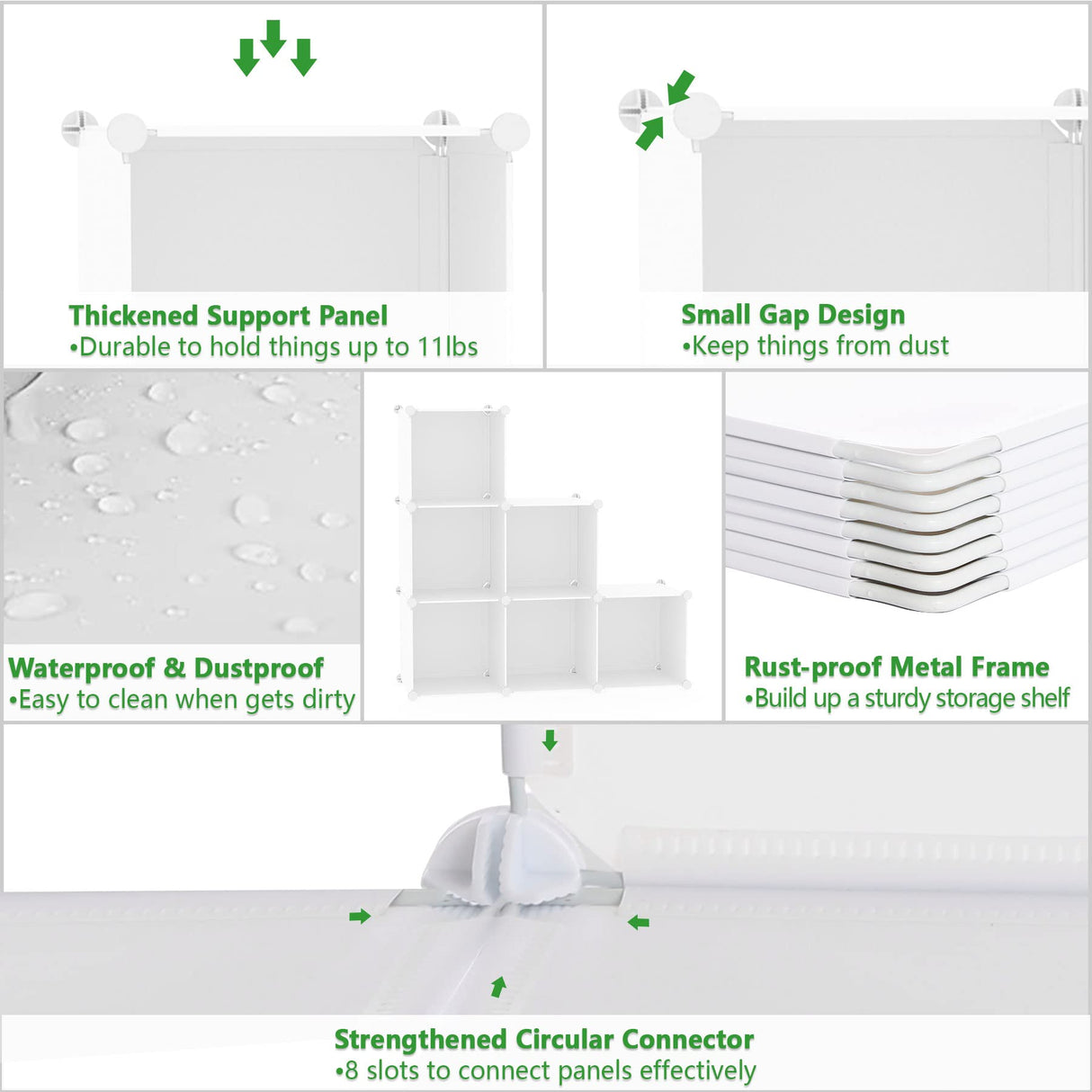 C&AHOME 6-Cube Storage Organizer, Stackable Storage Cubes Shelves, Portable Bookshelf, Plastic Clothing Storage Closet Organizer, DIY Modular Shelving Units for Wardrobe, Home, Milky C&AHOME