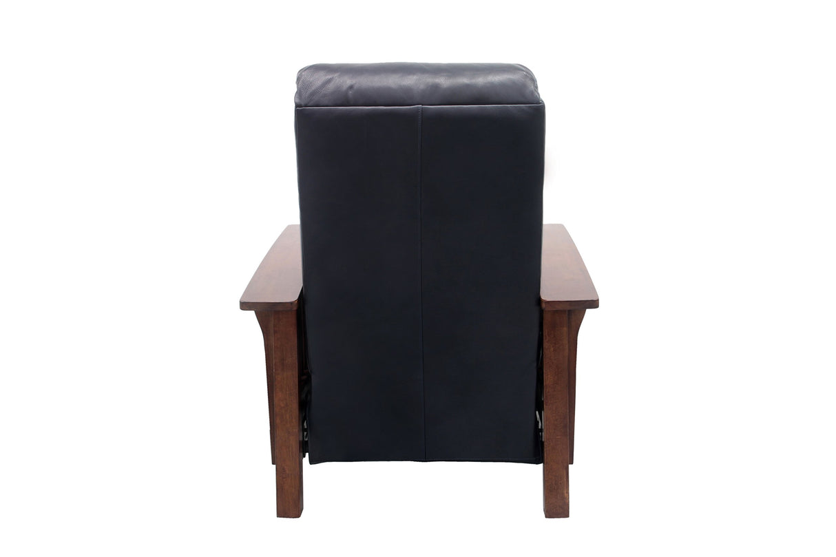 BarcaLounger Mission 7-3323 (Craftsman) All Leather Push Back Manual Recliner Chair - 5700-47 Shoreham Blue All Leather BarcaLounger