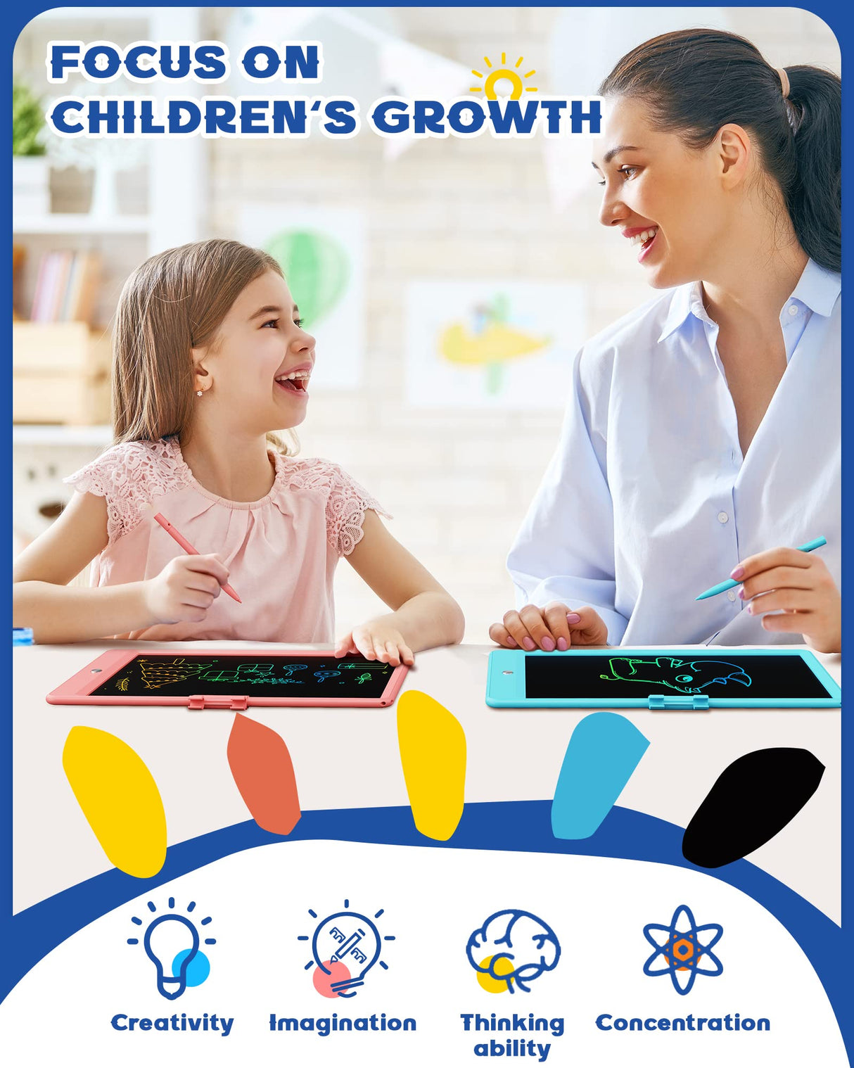 Bravokids Toys for 3-6 Years Old Girls Boys, LCD Writing Tablet 10 Inch Doodle Board, Electronic Drawing Pads, Educational Birthday Gift for 3 4 5 6 7 8 Years Old Kids Toddler (Blue) bravokids